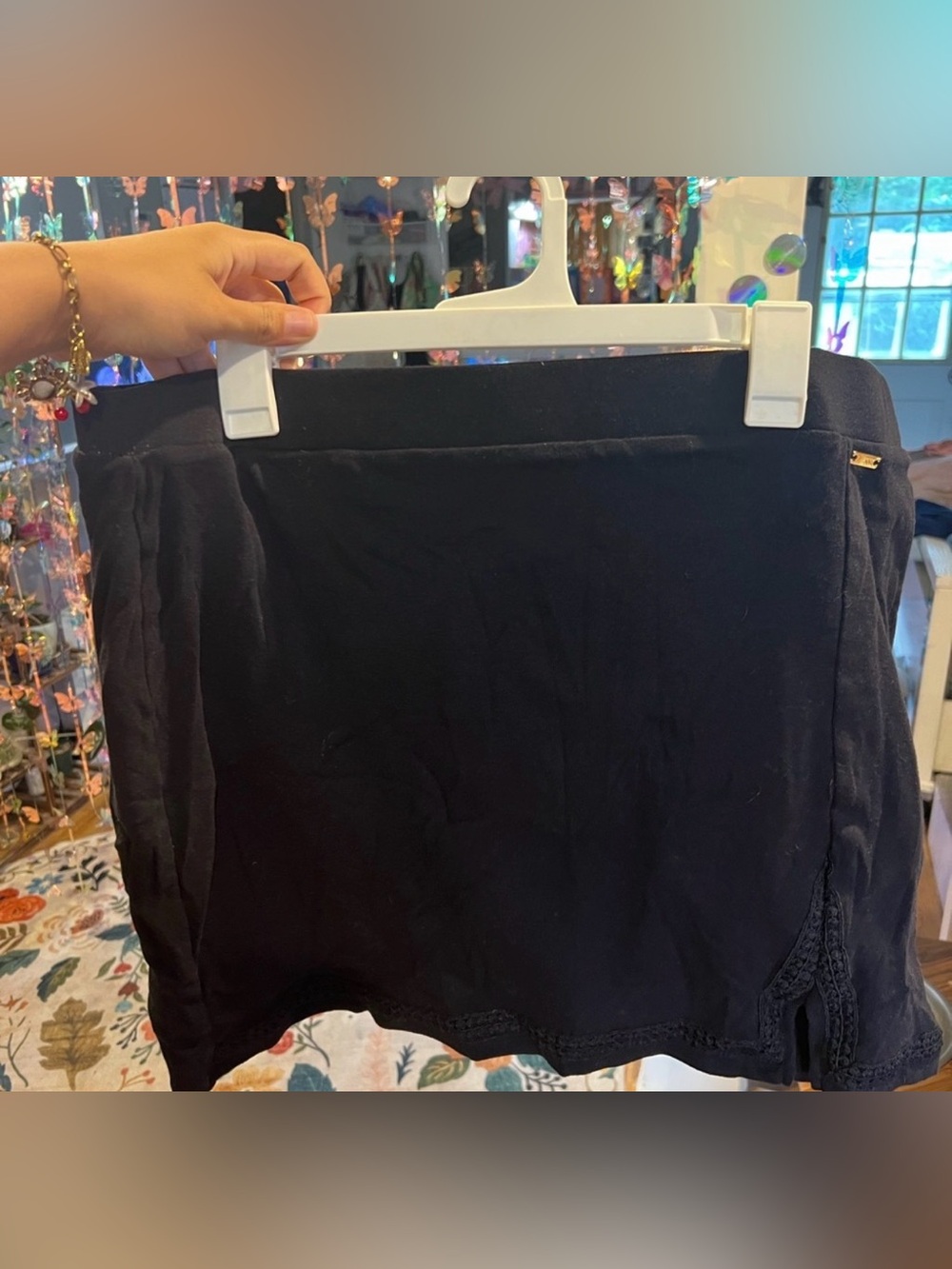 Jones New York Black Stretch Knit Skort Mini Skirt XL